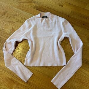 Brandy Melville Light Pink Ribbed Long Sleeve Sweater Top
